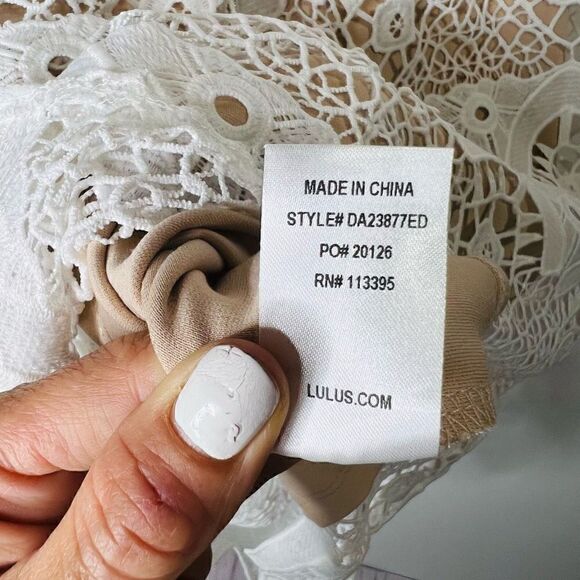 Lulu’s White Macrame Lace Overlay Nude Dress Bridal Rehearsal NWT! - Picture 9 of 11